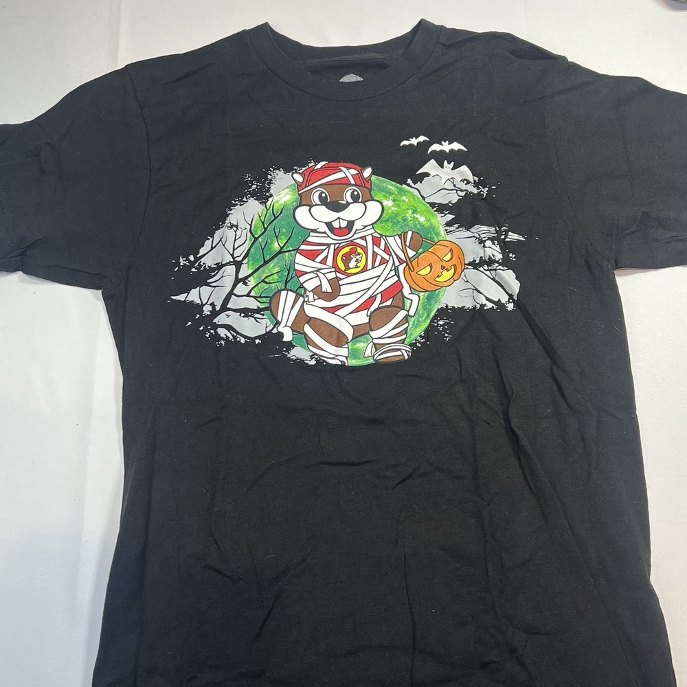Bucees Size Small Boo Crew Mummy Monster Halloween Beaver Travel T-shirt Black S